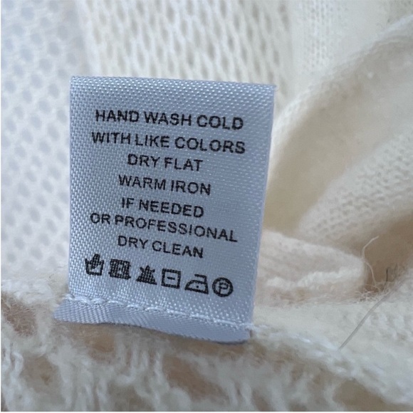 100% Cashmere Ivory Subtle Luxury Open Front Perforated Cardigan size S/M - Picture 6 of 9